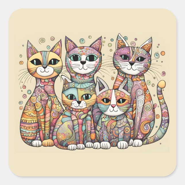 Sticker Carré collants calmant chats (Devant)
