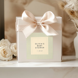 Sticker Carré Collection de Baby showers En vichy verts de Sage 