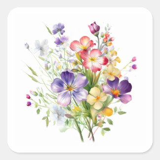 Sticker Carré collection de fleurs