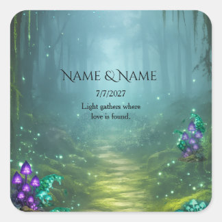 Sticker Carré Collection de mariage Élégance Bioluminescente