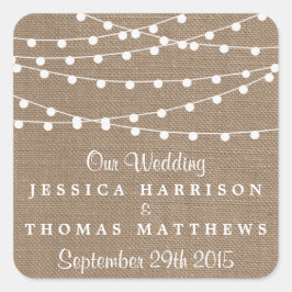 Sticker Carré Collection de Mariages Rustic Burlap