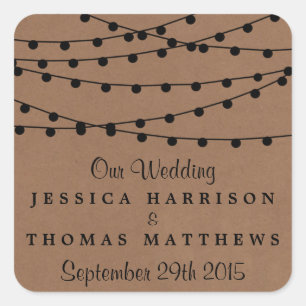 Sticker Carré Collection de Mariages Rustic Kraft