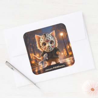 Sticker Carré Collection de méchants Chat de Halloween mignon