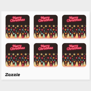 Sticker Carré Collection de Noël Neon tendance