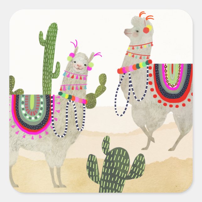 Sticker Carré Collection Llamarama | Cute Llamas (Devant)