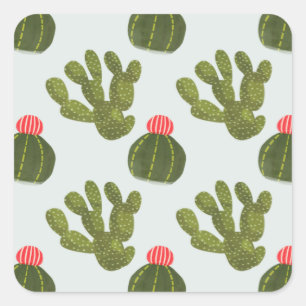 Sticker Carré Collection Llamarama Motif Cactus mignon