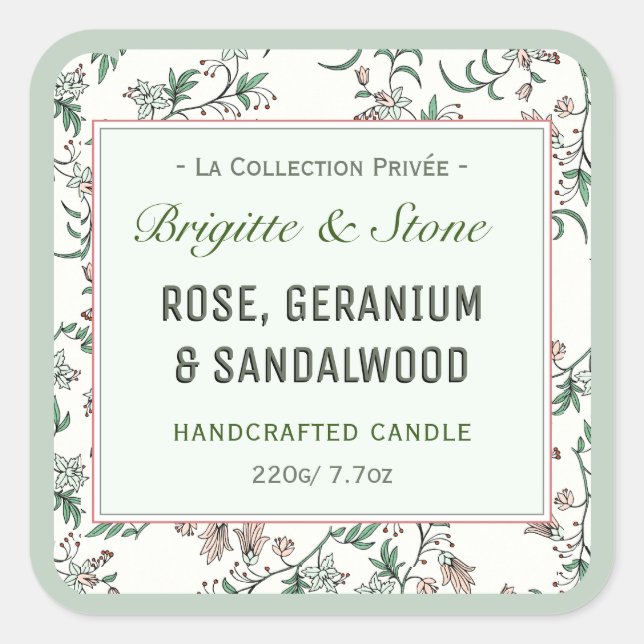 Sticker Carré Collection privée Bougie artisanale florale (Devant)