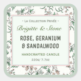 Sticker Carré Collection privée Bougie artisanale florale