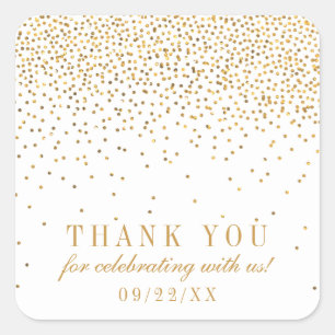 Sticker Carré Collection Vintage de Mariage Glam Gold Confetti