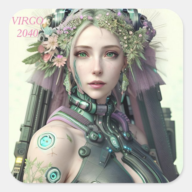 Sticker Carré Collection Zodiac Futuriste Virgo (Devant)