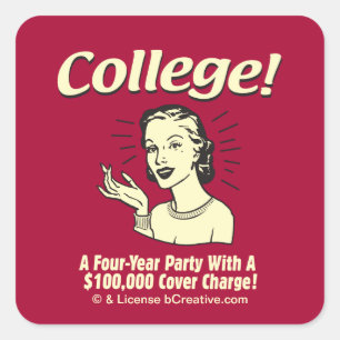 Sticker Carré Collège : 4 ans fête 100 000 Couverture