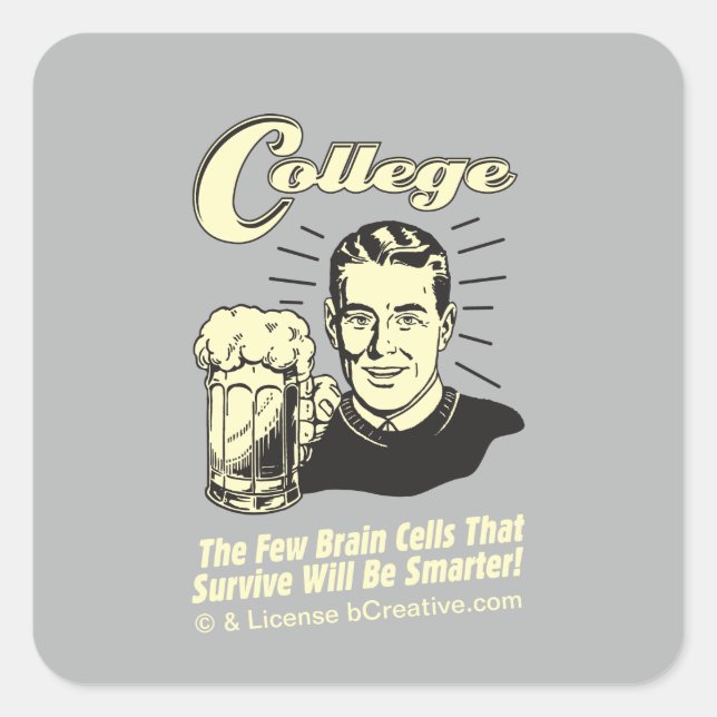 Sticker Carré Collège : Les cellules cérébrales survivent plus i (Devant)
