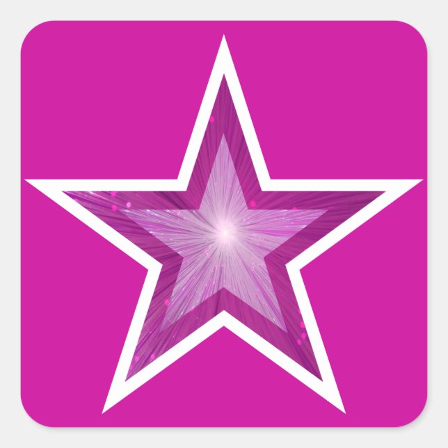 Sticker Carré Collier carré rose Star rose (Devant)