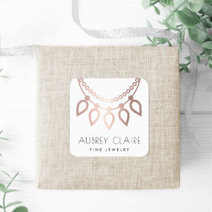 Sticker Carré Collier d'or Rose Faux Logo du bijoutier