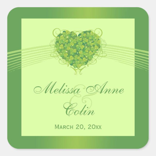 Sticker Carré Colonnes de mariage shamrock vert (Devant)