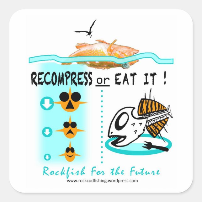 Sticker Carré Colonnes De Pêche De Poisson-Rocheuse, Recompresse (Devant)