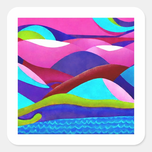 Sticker Carré Coloré Ocean Hills (Devant)