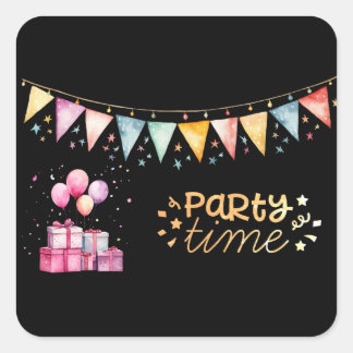 Sticker Carré Colorful Party