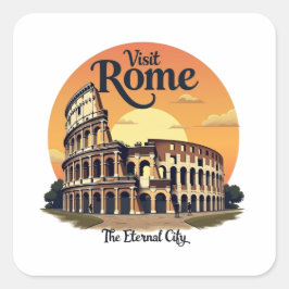 Sticker Carré Colosseum Rome Design Vintage voyage