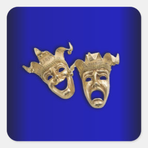 Sticker Carré Comédie et tragédie Théâtre Masques Cobalt