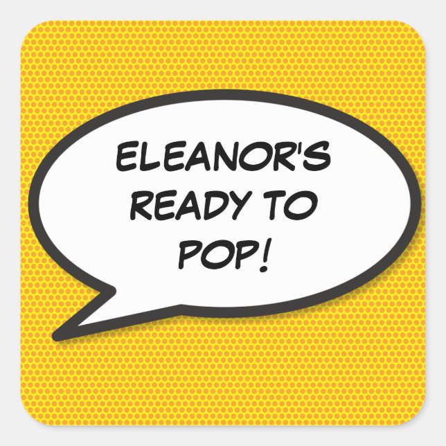 Sticker Carré Comic Book Ready to POP Baby shower Sprinkle (Devant)
