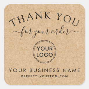 Sticker Carré Commande de logo personnalisée merci apparence pap