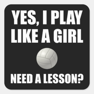 Sticker Carré Comme Une Fille Volleyball