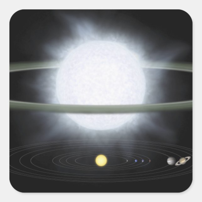 Sticker Carré Comparaison de la taille d'une étoile hypergiante (Devant)