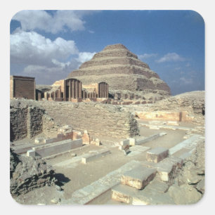 Sticker Carré Complexe de Djoser comprenant la pyramide d'étape