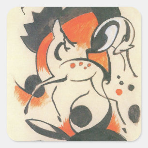 Sticker Carré Composition avec deux cerfs par Franz Marc