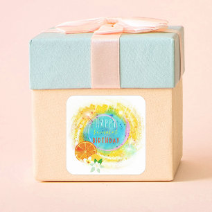 Sticker Carré Composition d'été tropicale exotique personnalisée