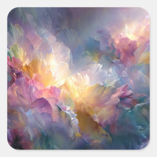 Sticker Carré Composition florale pastel abstraite lumineuse