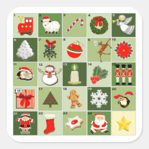 Sticker Carré Compte à rebours créatif de Noël
