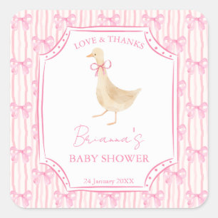 Sticker Carré Comptines de l'oie cadeau de bébé rose personnalis