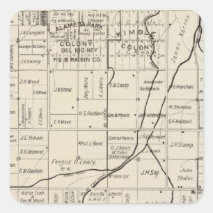 Sticker Carré Comté de Fresno, Californie 2