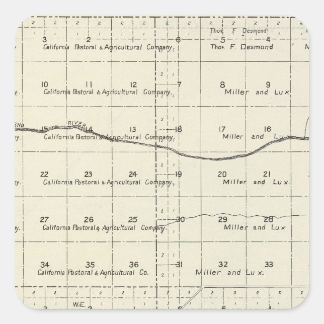 Sticker Carré Comté de Madera, Californie (Devant)