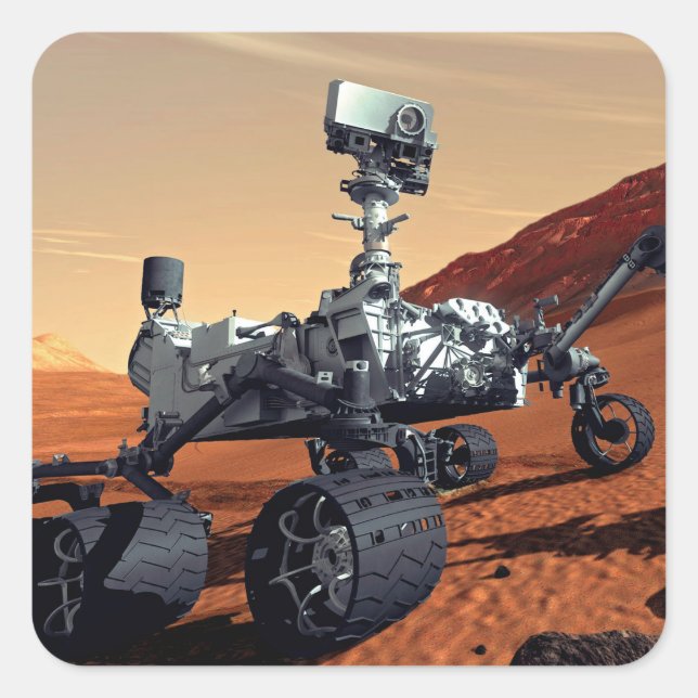 Sticker Carré Concept artiste de la NASA Mars Curiosity Rover (Devant)