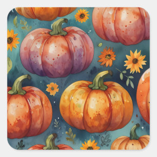 Sticker Carré Concepteur Vibes Citrouille d'Halloween