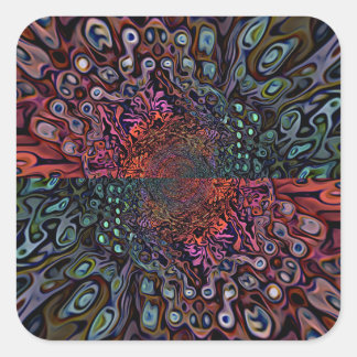 Sticker Carré Conception Abstraite de Kaléidoscope Fractal Élect