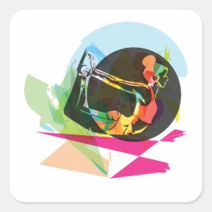 Sticker Carré Conception Abstraite de Yoga Fitness et Bien-être