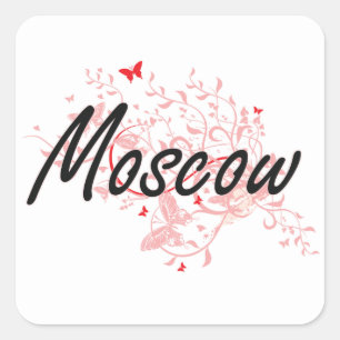 Sticker Carré Conception artistique de ville de Moscou Russie