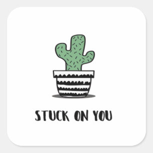 Sticker Carré Conception artistique d'illustration de cactus col