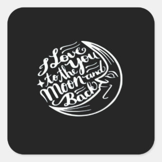 Sticker Carré Conception Artistique 'Je T'Aime Jusqu'À La Lune E
