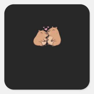 Sticker Carré Conception d'animal mignon Capy Mieux Ensemble