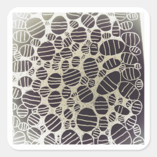 Sticker Carré Conception d'art abstrait rond noir et blanc