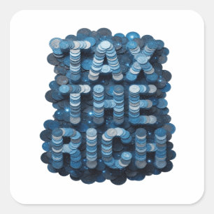 Sticker Carré Conception d'autocollant bleu dynamique TAXEZ LES