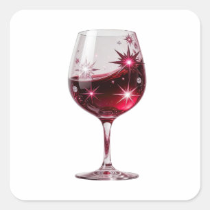 Sticker Carré Conception d'autocollant pour VERRE À VIN ROUGE en