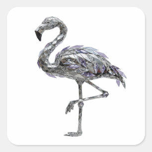 Sticker Carré Conception d'autocollant Signature Argent FLAMINGO