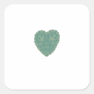 Sticker Carré Conception de cœur bleu vert que j'aime plus 