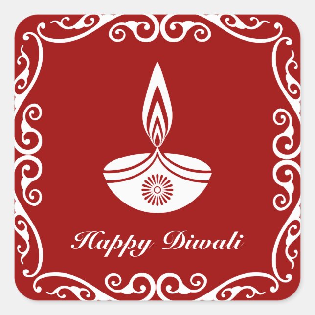 Sticker Carré Conception de Diwali décoratif personnalisée (Devant)